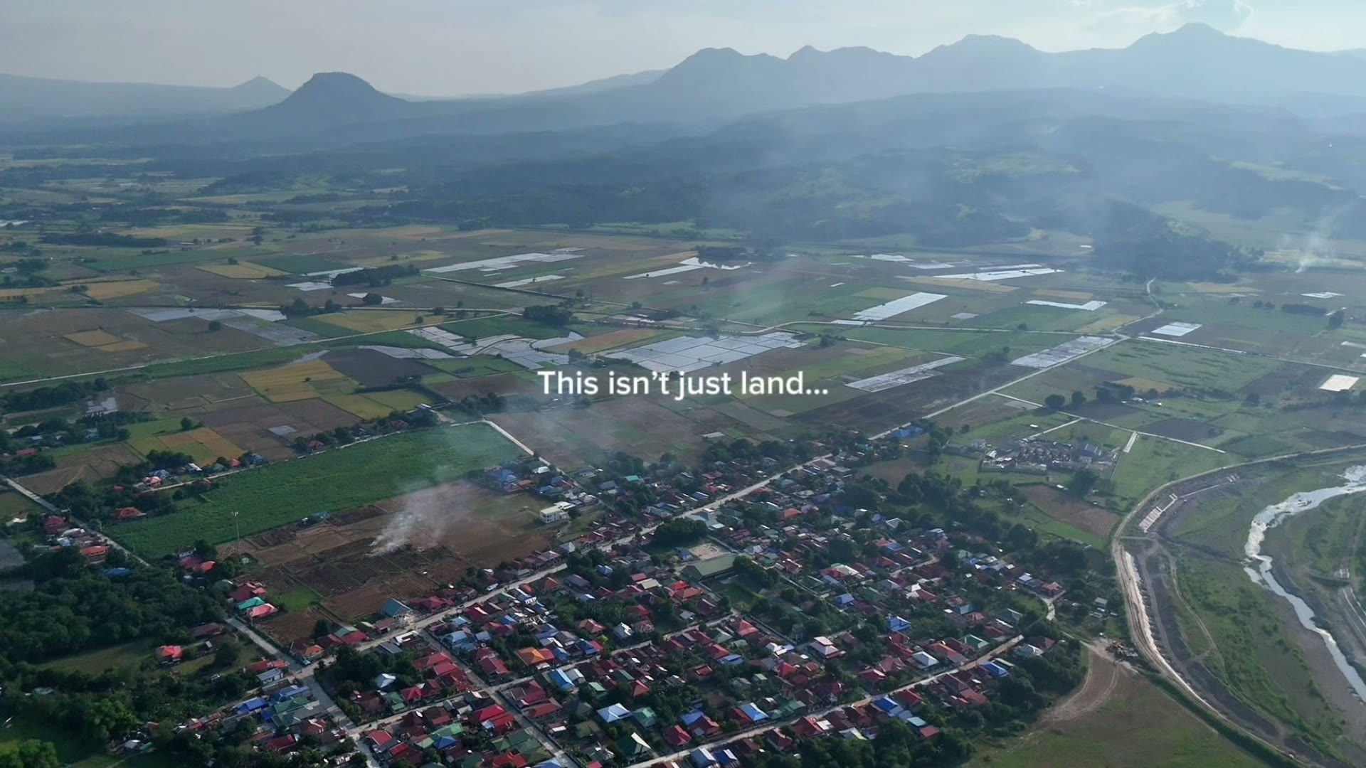 Aerial view of the surrounding Florida, Pampanga countryside and town